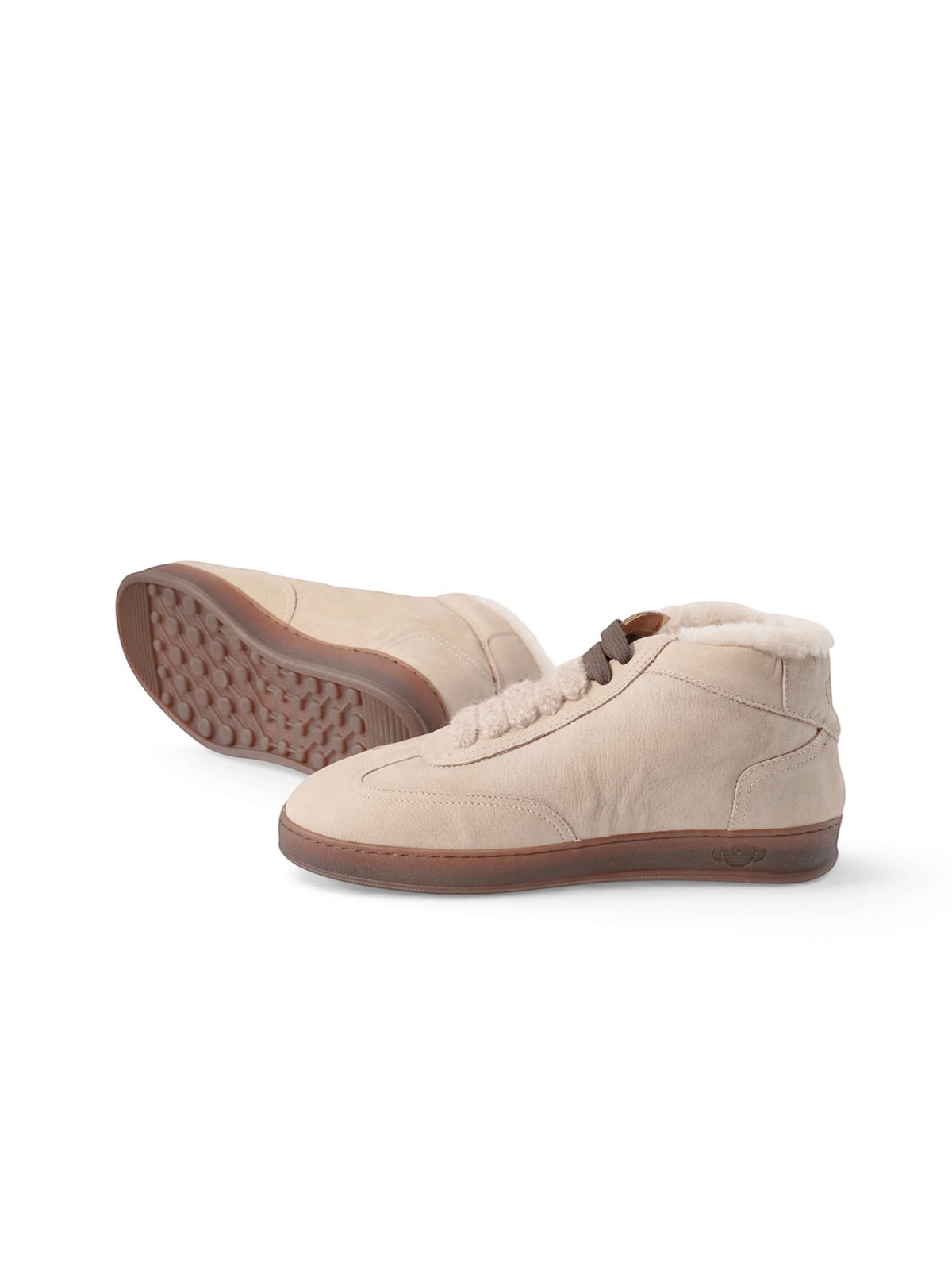 Soldini High-Top-Sneaker in Creme mit warmer Lammfell-Fütterung