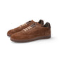 Brauner Veloursleder-Sneaker von Soldini mit Lammfell-Fütterung und zweifarbiger Kord-Schnürung