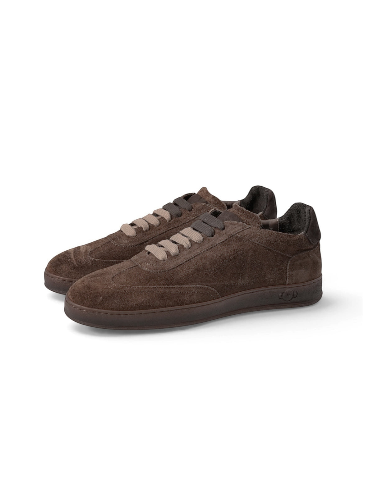Kastanienbrauner Veloursleder-Sneaker von Soldini mit zweifarbiger Kord-Schnürung