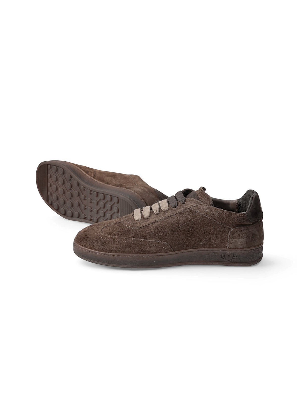 Soldini Sneaker aus kastanienbraunem Veloursleder mit Karamell-Gummisohle