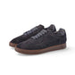 Dunkelblauer Veloursleder-Sneaker von Soldini mit kariertem Textilfutter