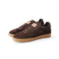 Dunkelbrauner Veloursleder-Sneaker von Soldini mit heller Schnürung
