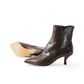 Pomme d'Or Stiefelette in Dunkelbraun mit Kitten-Heel und Ledersohle – Seiten- und Sohlenansicht