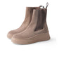 Taupefarbene Voile Blanche Chelsea-Boots aus Veloursleder und Wollfilz mit Plateausohle