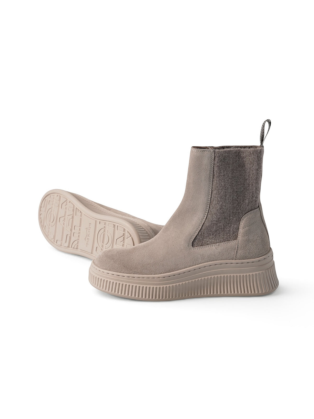 Voile Blanche Chelsea-Boots in Taupe mit Wollfilz-Einsatz und Gummisohle