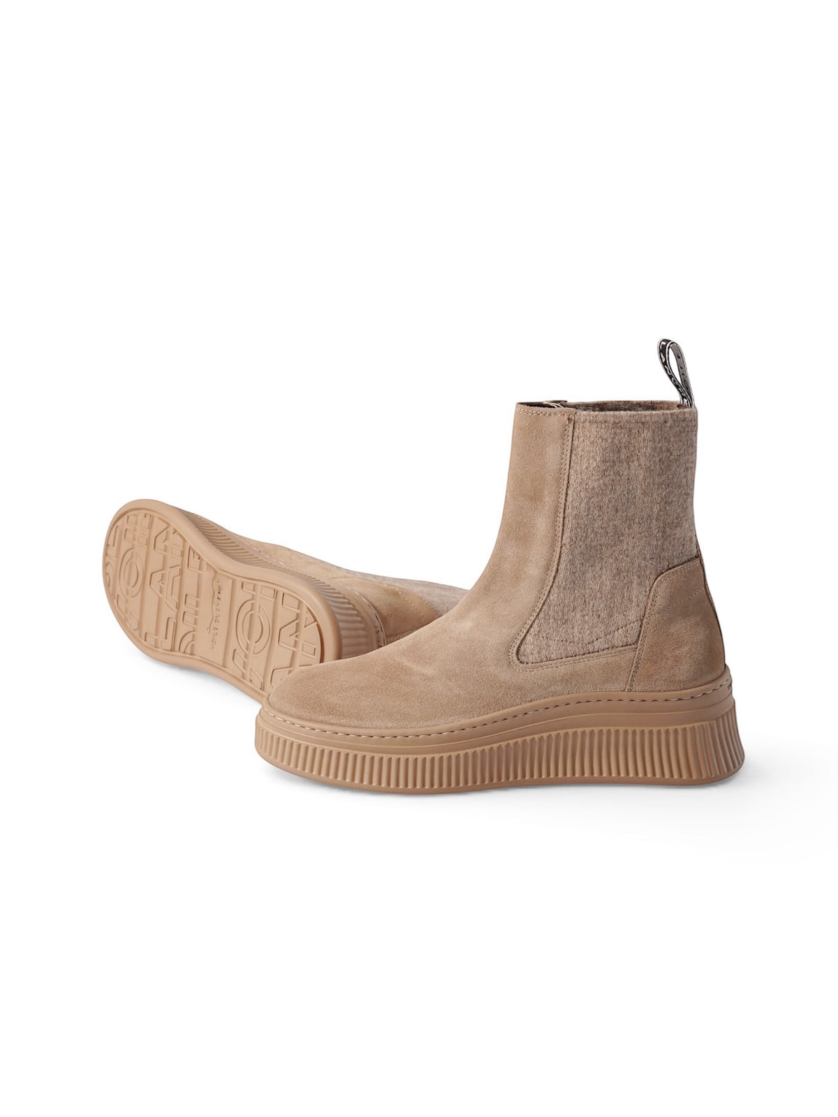 Voile Blanche Chelsea-Boots in Camel mit Wollfilz-Einsatz und Gummisohle
