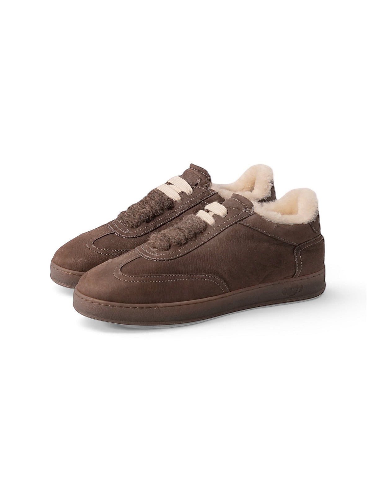 Brauner Leder-Sneaker von Soldini mit Lammfell-Fütterung
