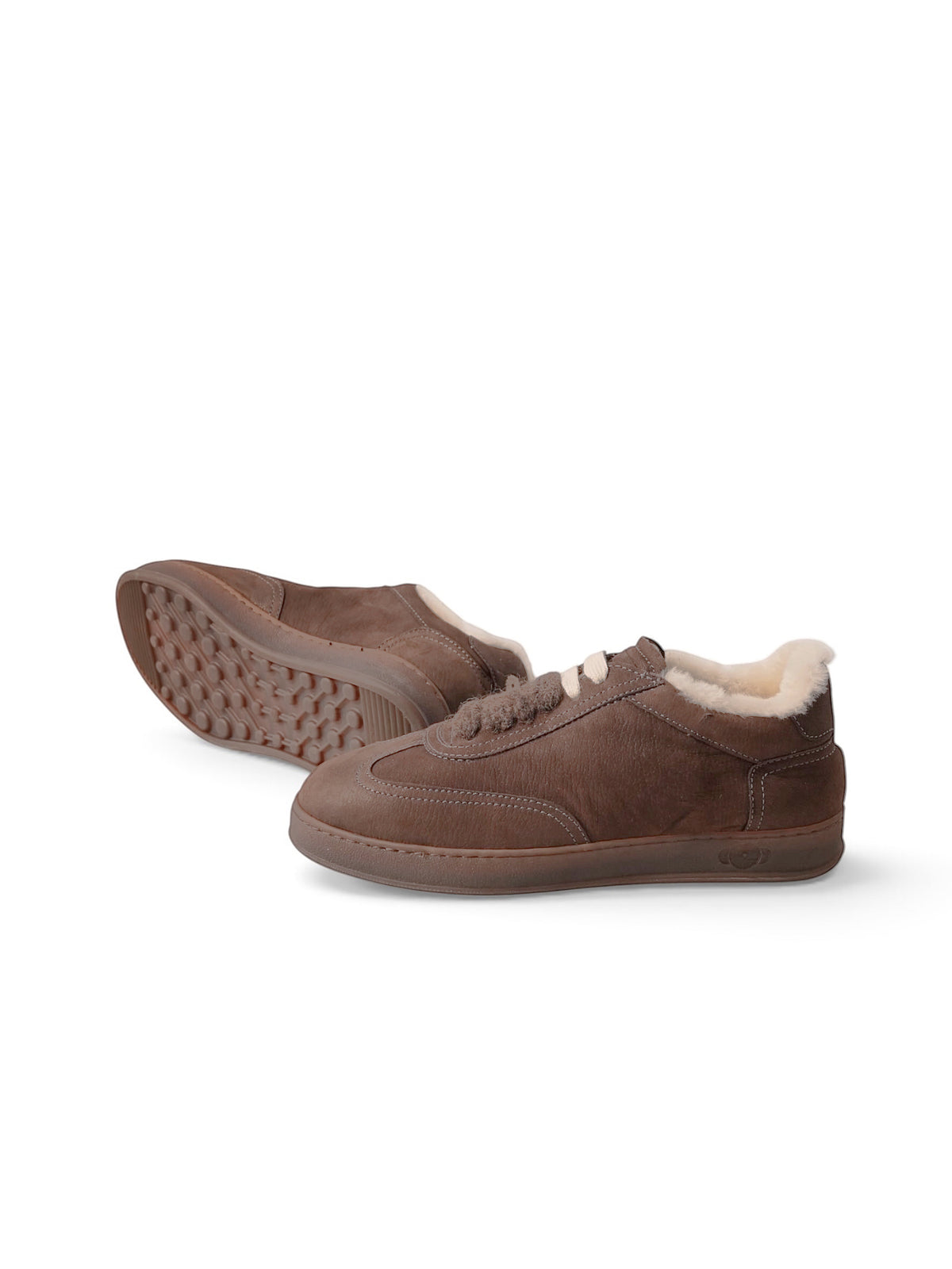 Soldini Sneaker aus braunem Leder mit warmer Lammfell-Fütterung