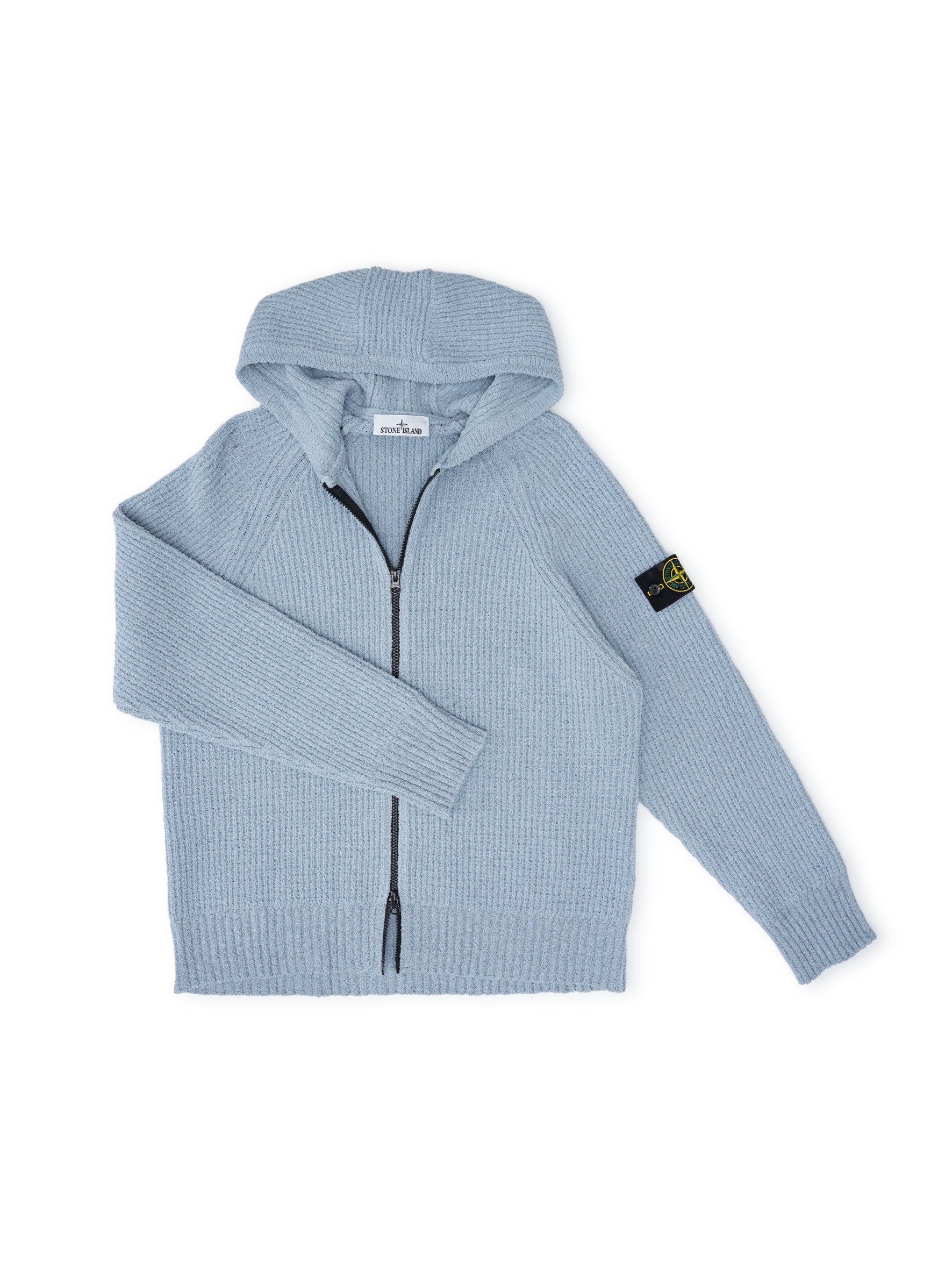 Hellblaue Zip-Strickjacke mit Kapuze von Stone Island