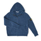 Indigoblaue Chenille-Strickjacke mit Kapuze von Stone Island