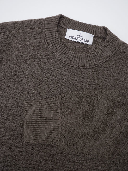 Schlammfarbener Rundhals-Strickpullover von Stone Island – Ansicht 2