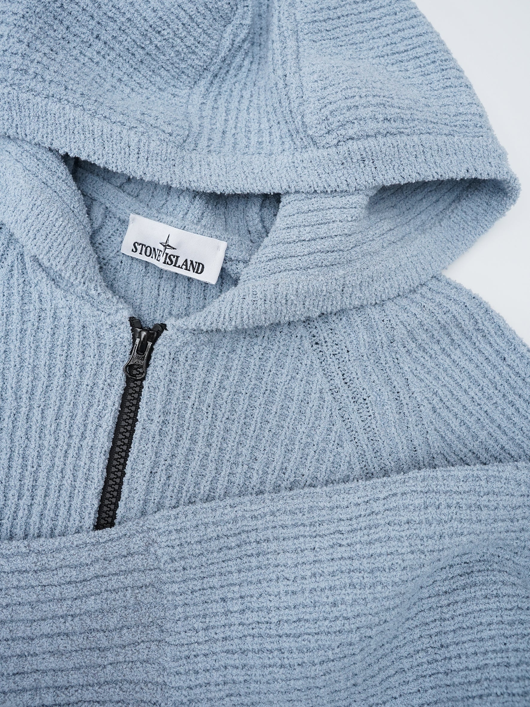 Hellblaue Zip-Strickjacke mit Kapuze von Stone Island – Ansicht 3