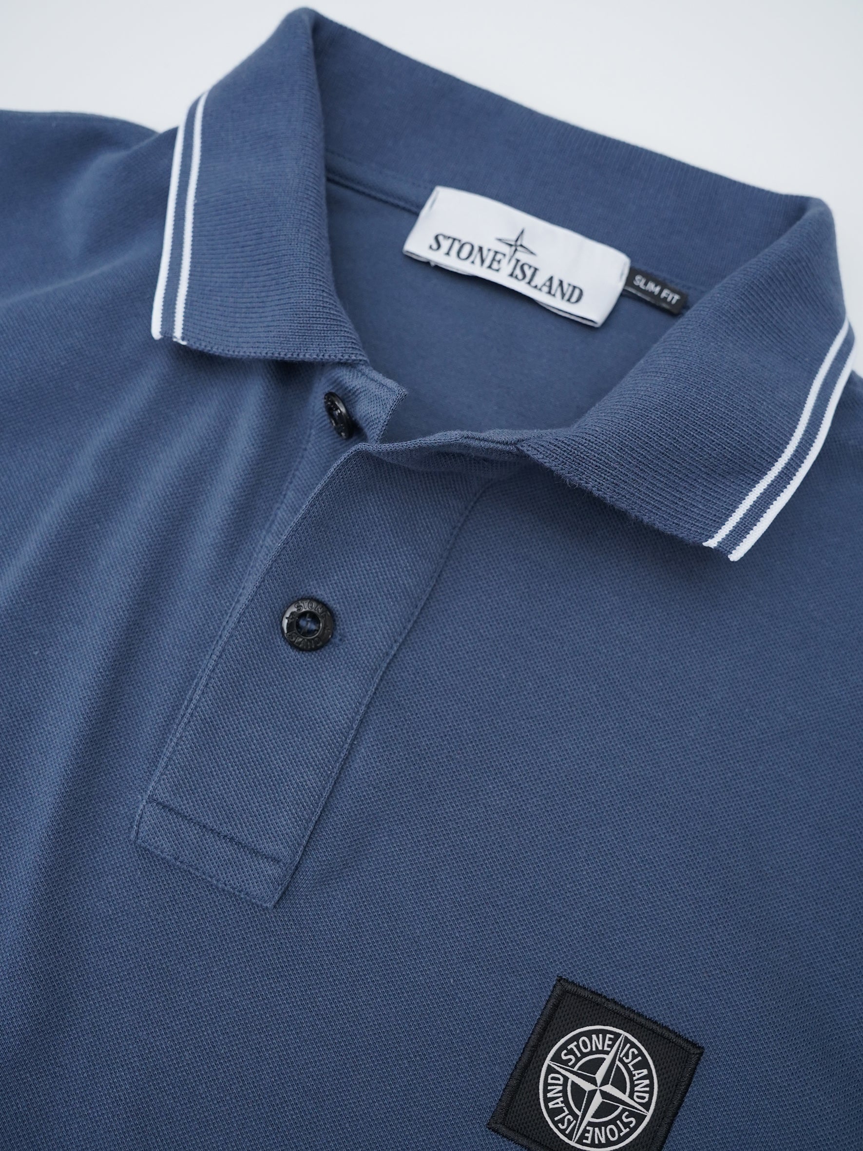 Schieferblaues Poloshirt aus Piqué von Stone Island – Ansicht 2