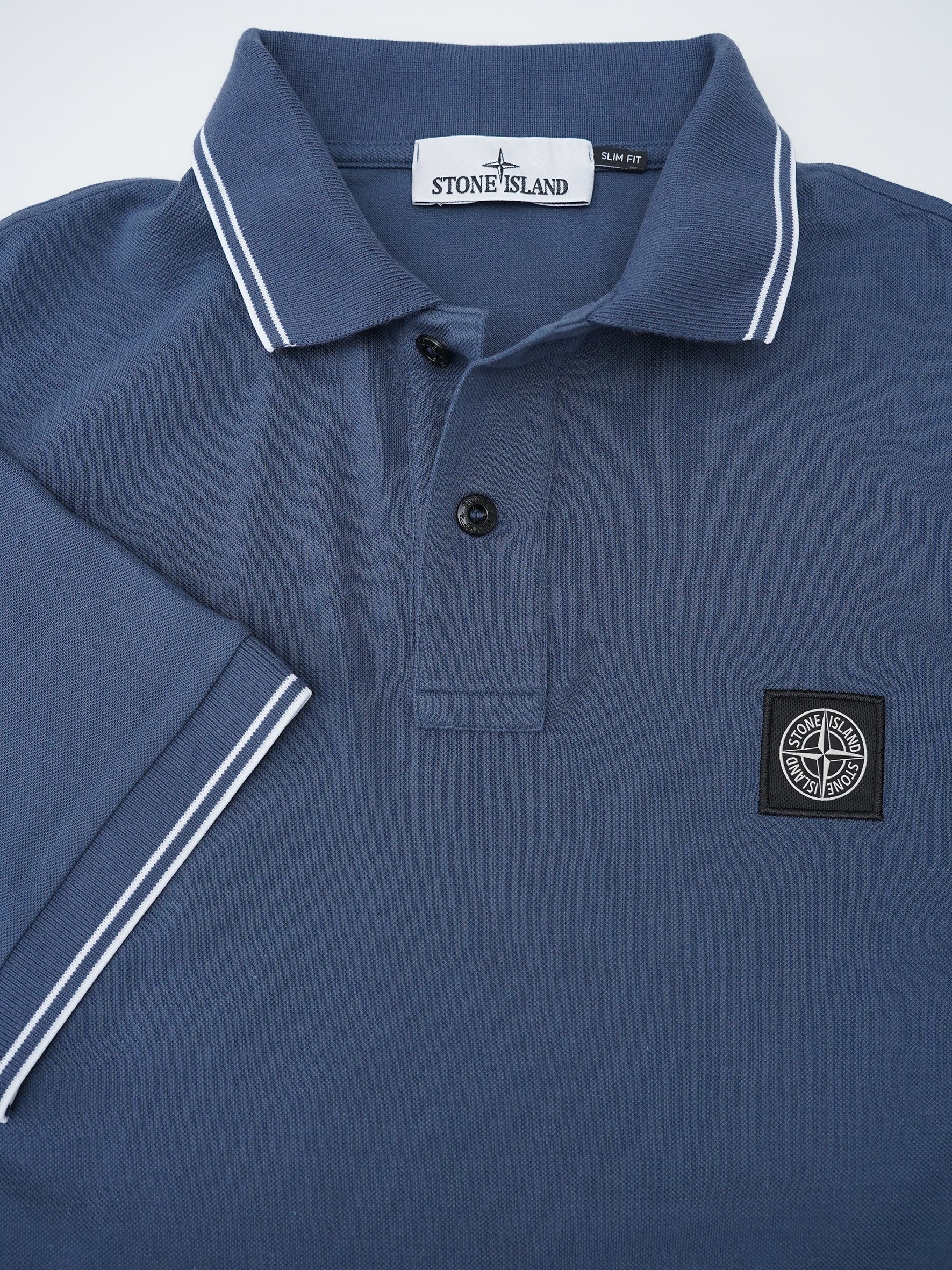 Schieferblaues Poloshirt aus Piqué von Stone Island – Ansicht 3