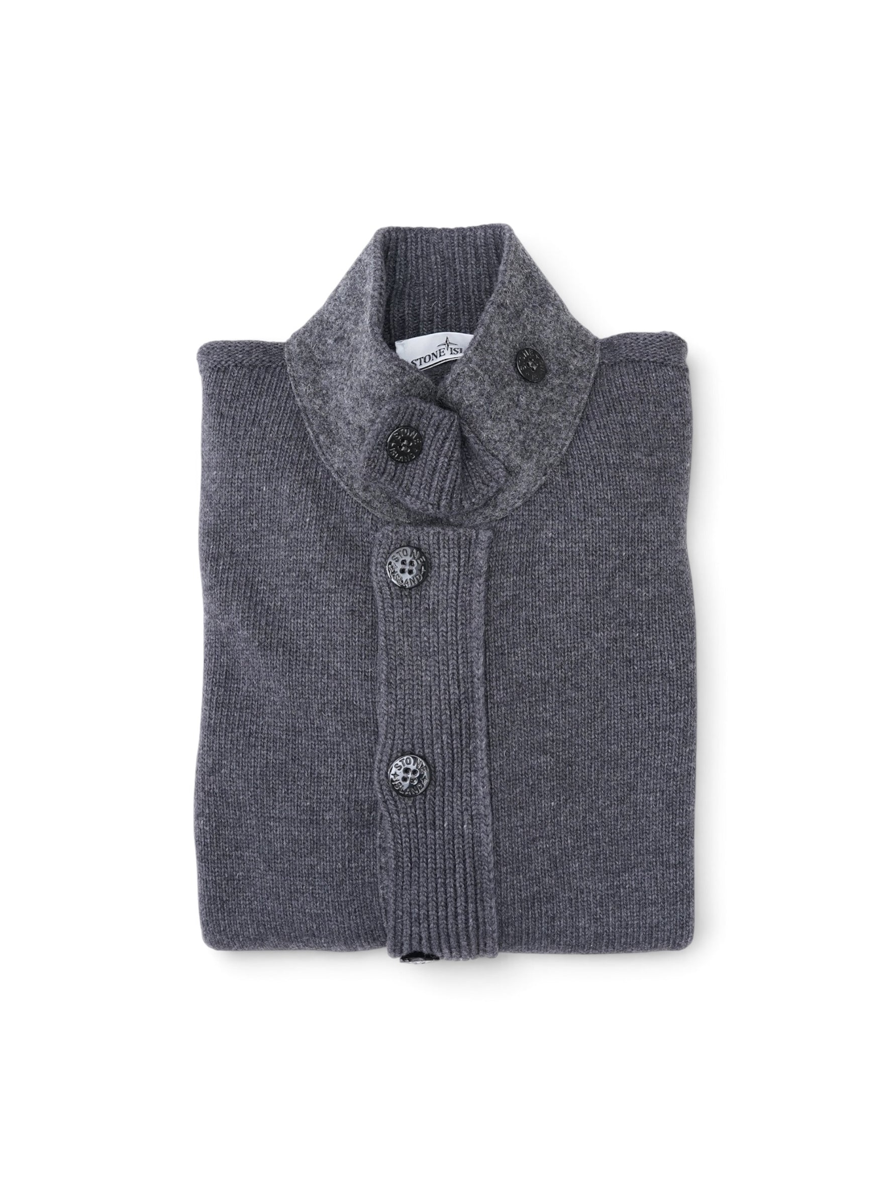 Anthrazitfarbener Strick-Cardigan mit Zip und Knopfleiste von Stone Island