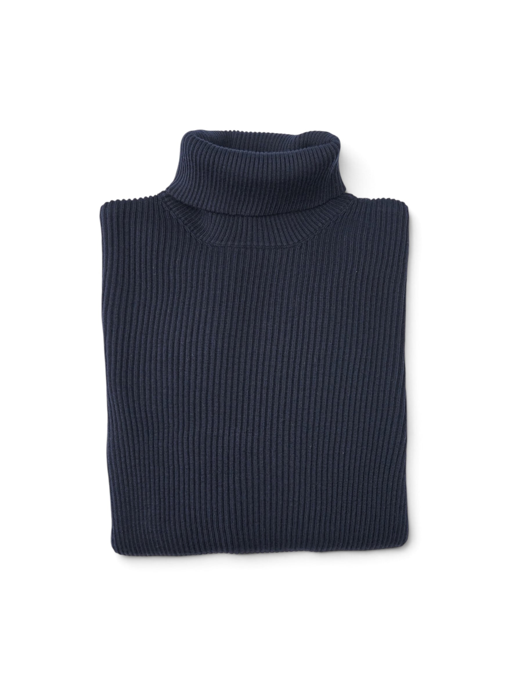 Dunkelblauer Rollkragenpullover aus Rippstrick von Stone Island