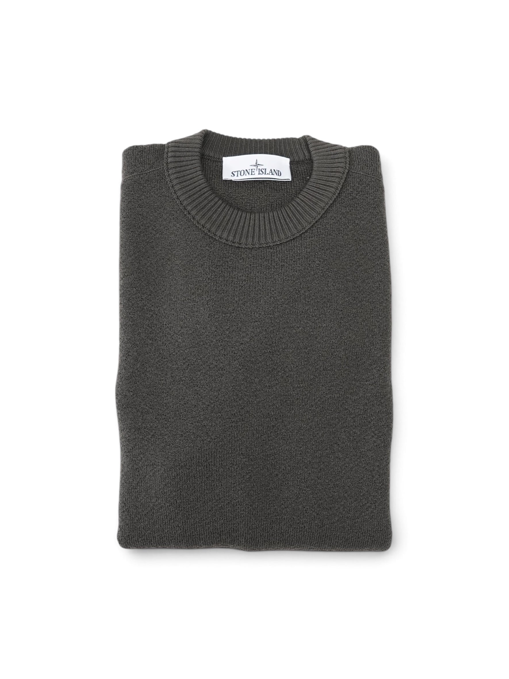 Schlammfarbener Rundhals-Strickpullover von Stone Island