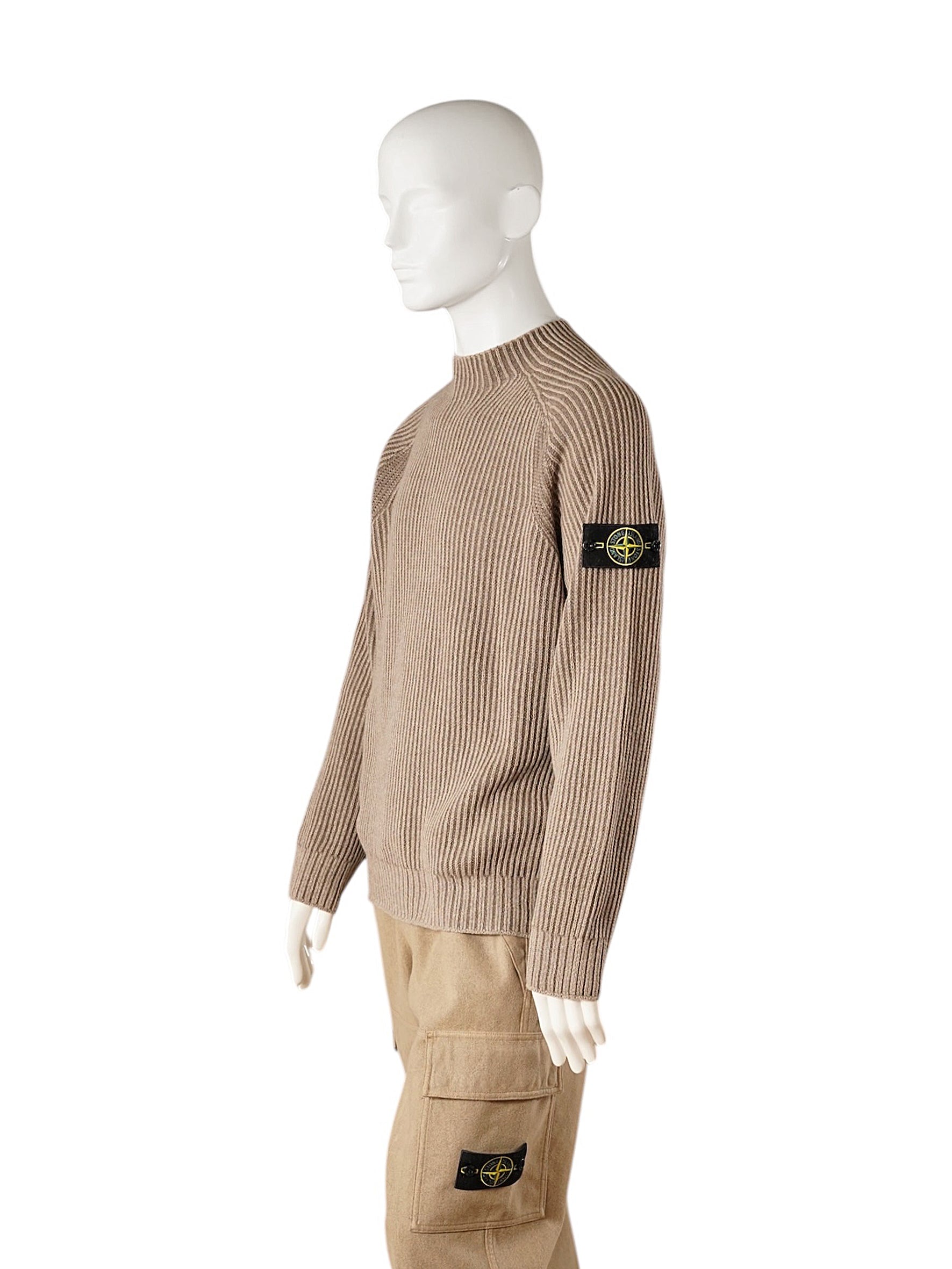 Beigefarbener Rippstrick-Pullover aus Cashmere von Stone Island – Ansicht 3