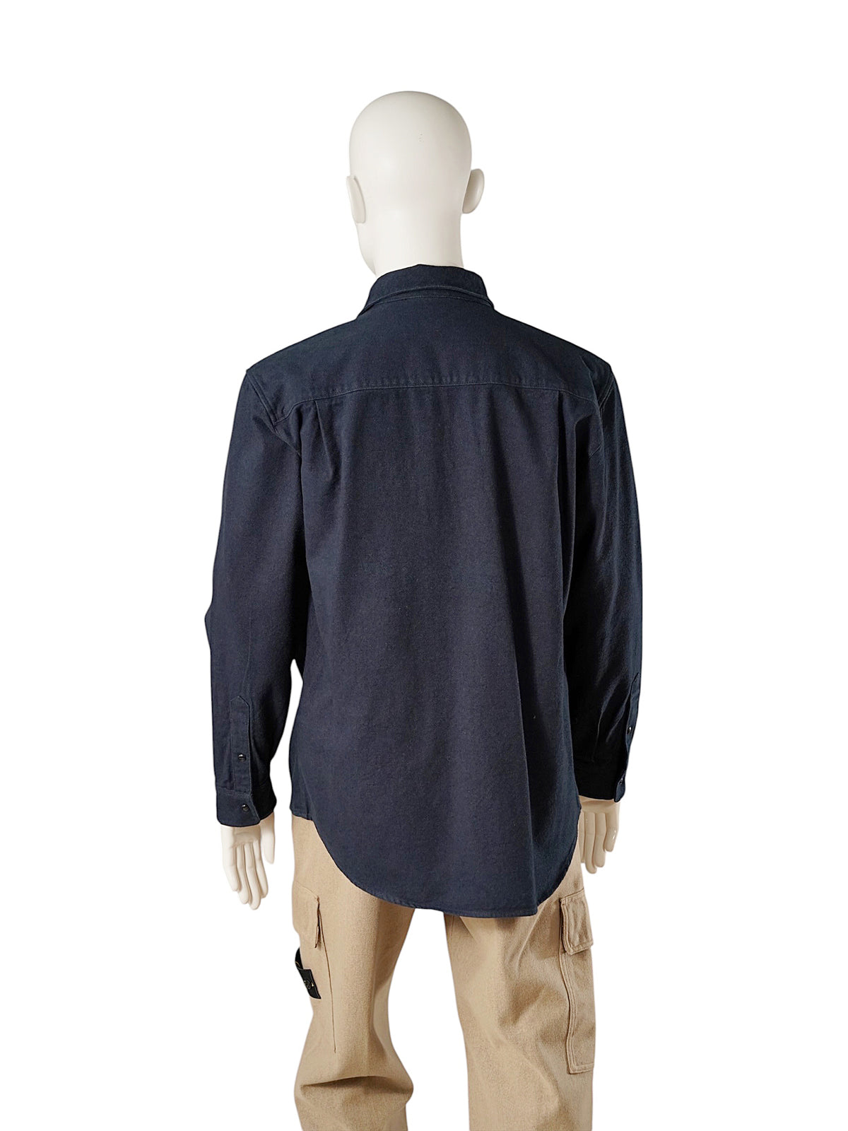 Dunkelblaues Flanell-Denim-Hemd von Stone Island – Ansicht 4
