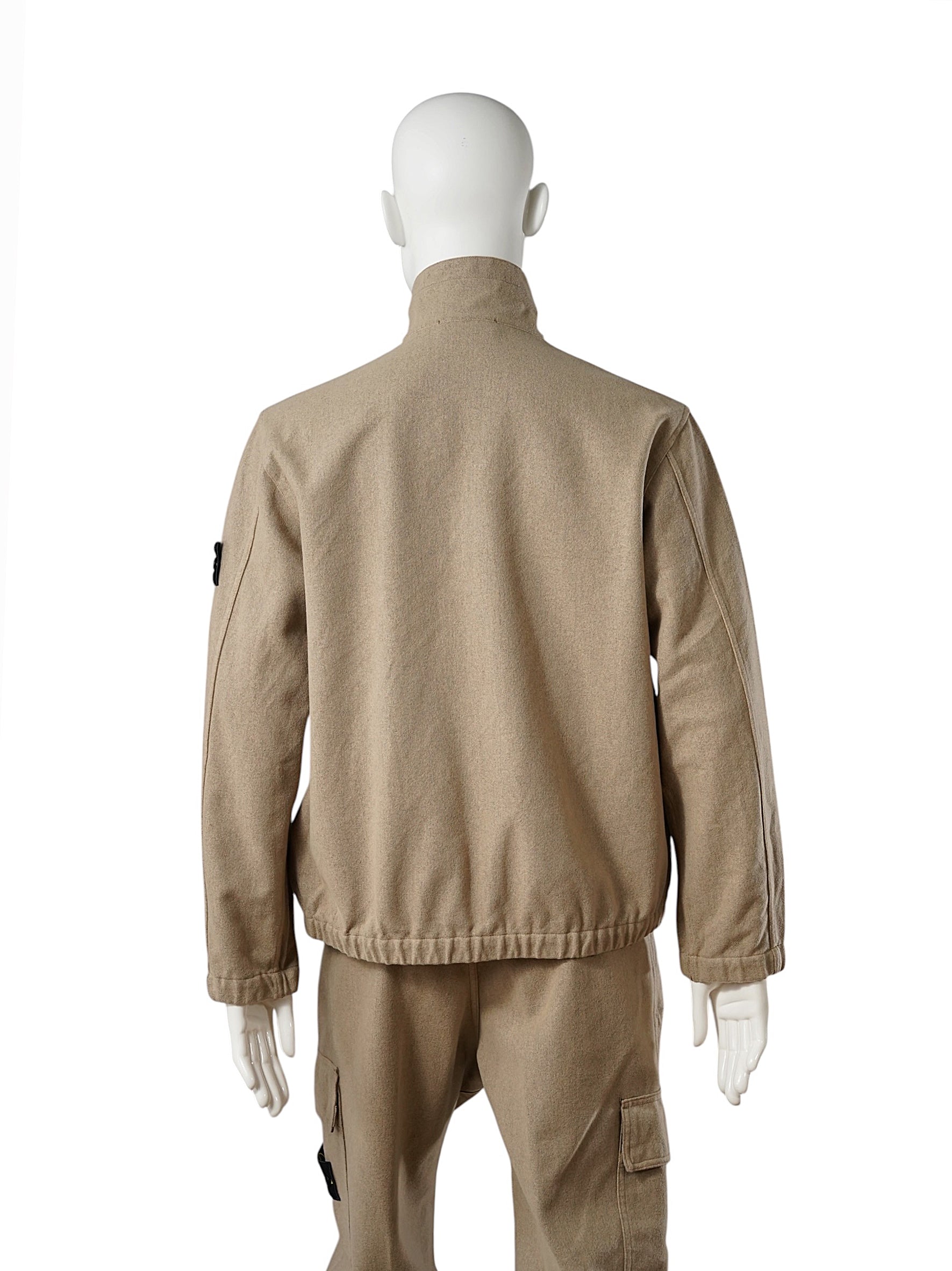 Sandfarbene Flanelljacke aus Schurwolle von Stone Island – Ansicht 3