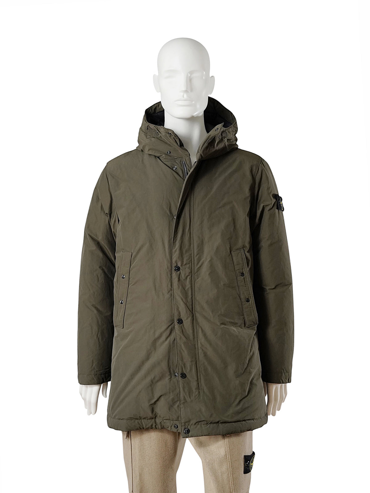 Schlammfarbener Daunenparka mit Kapuze von Stone Island – Ansicht 6