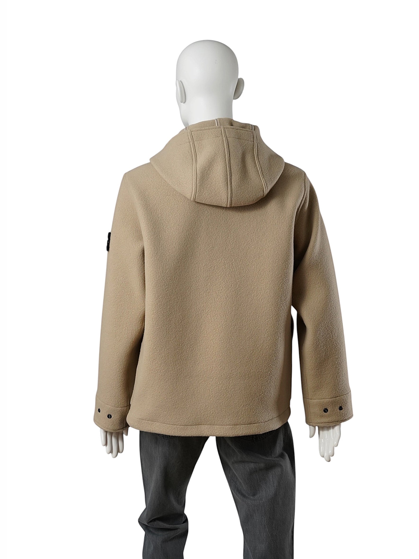 Sandfarbener kurzer Dufflecoat aus schwerem Melton von Stone Island – Ansicht 4