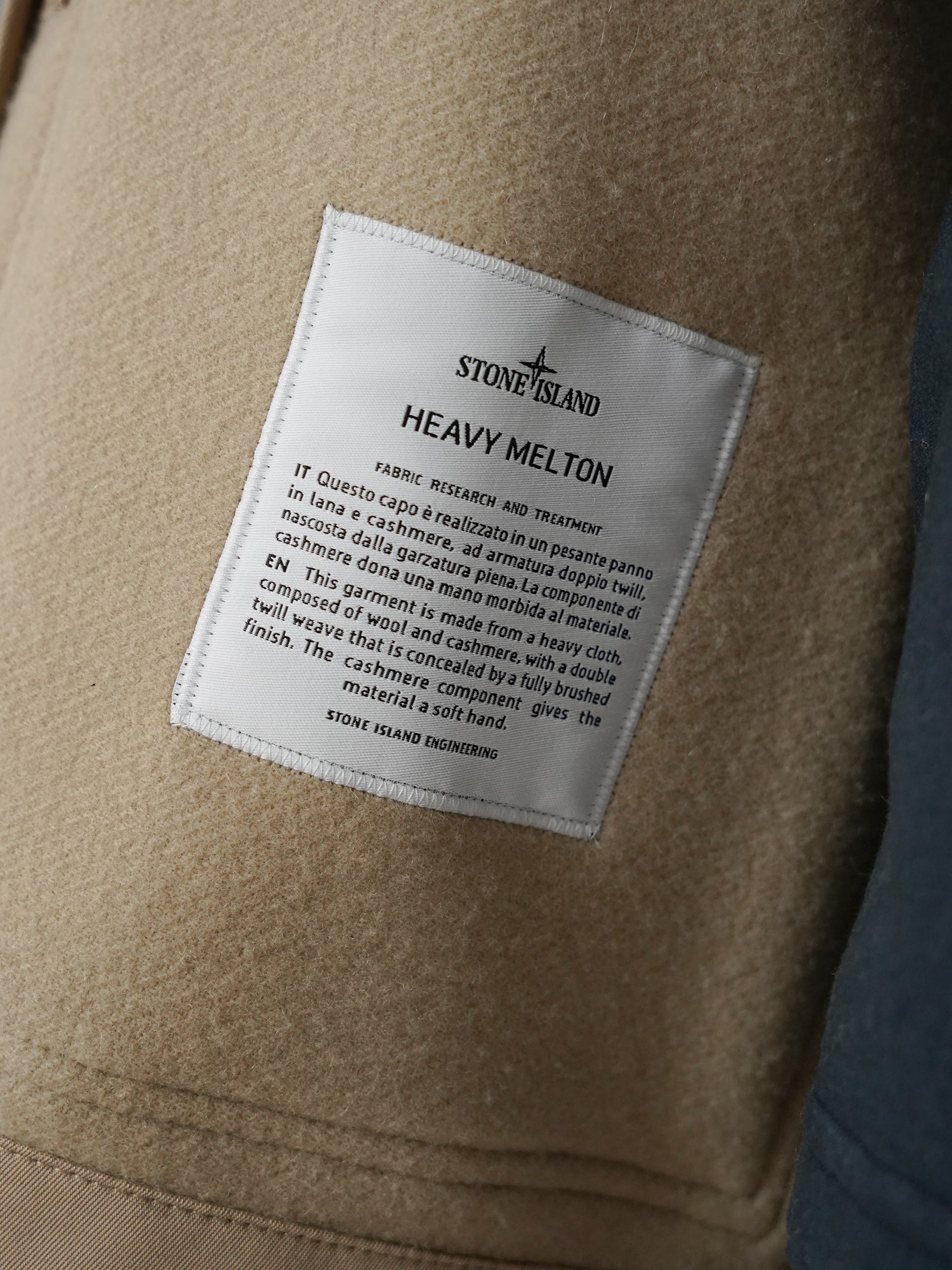Sandfarbener kurzer Dufflecoat aus schwerem Melton von Stone Island – Ansicht 6