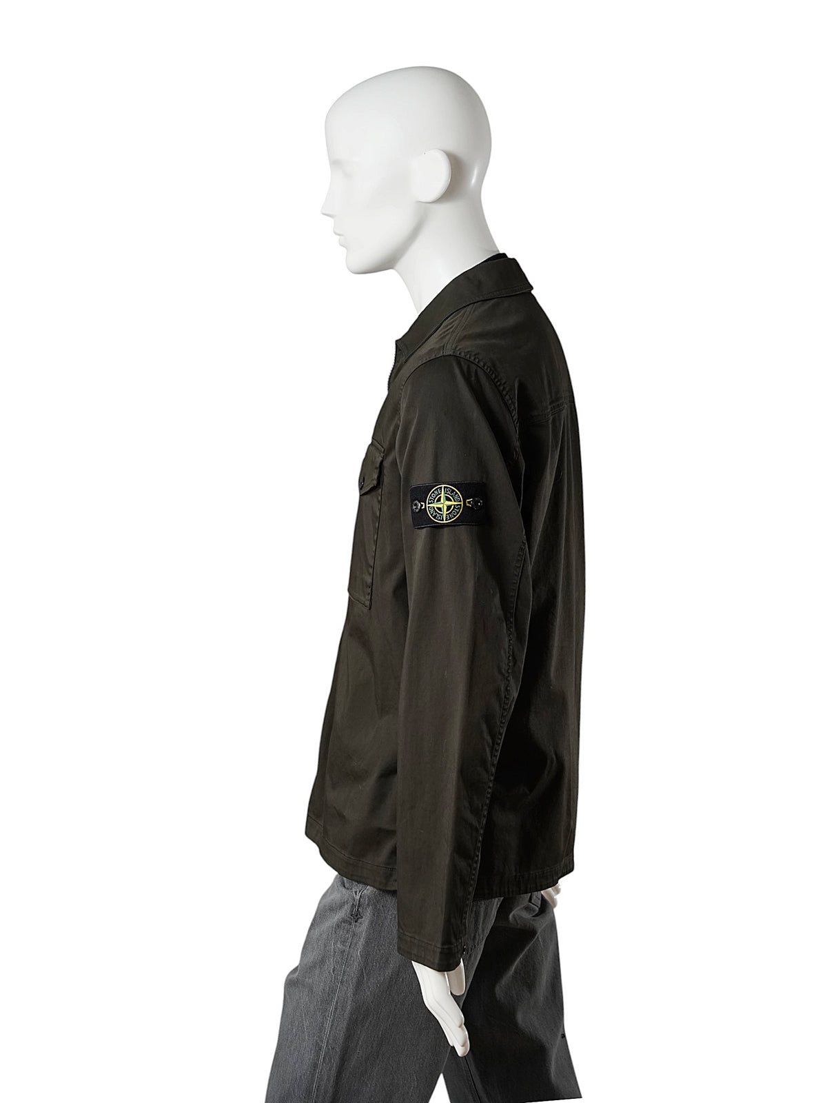 Dunkelbraunes Zip-Overshirt von Stone Island – Ansicht 3
