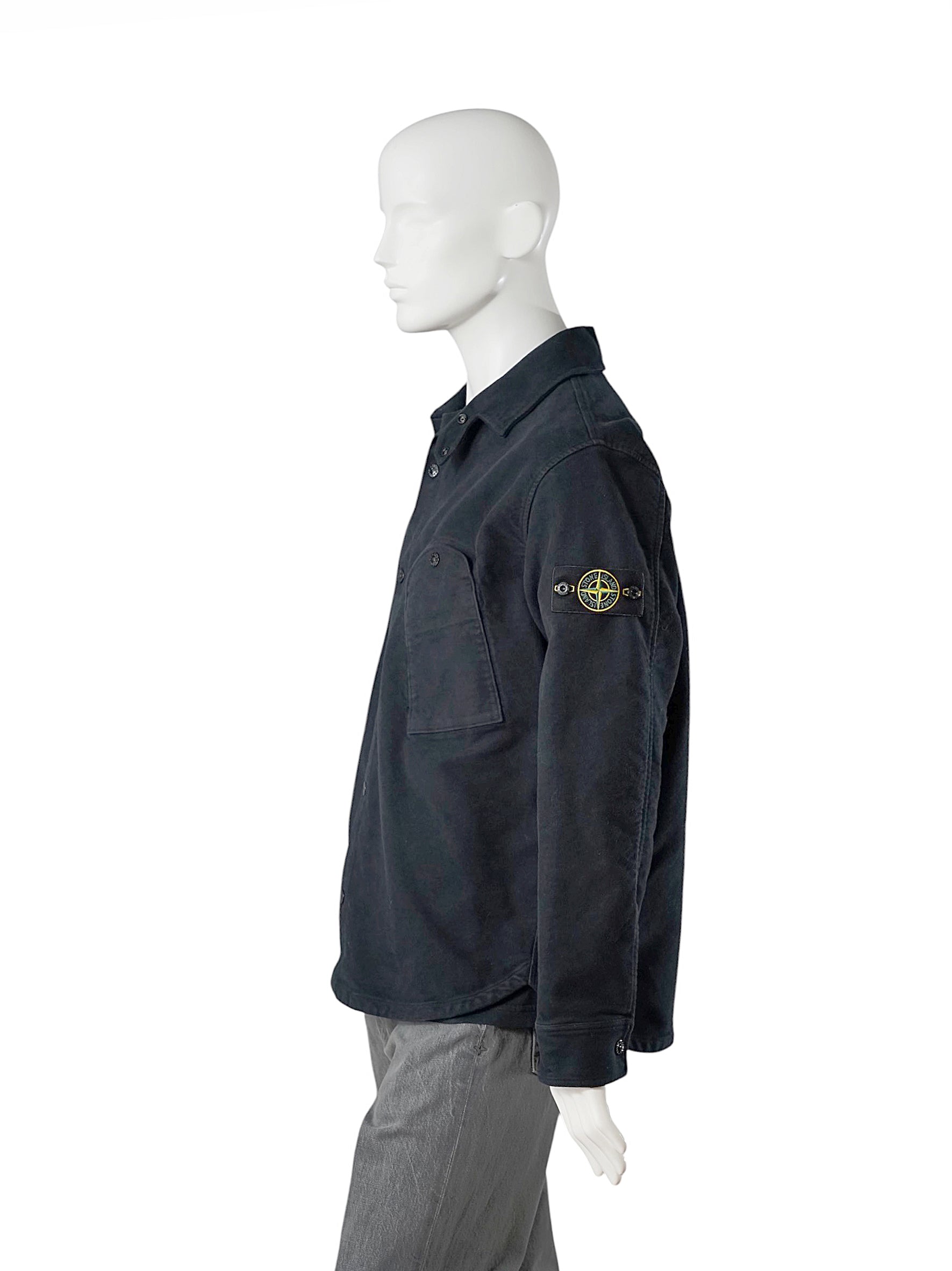 Dunkelblaues Moleskin-Overshirt von Stone Island – Ansicht 3