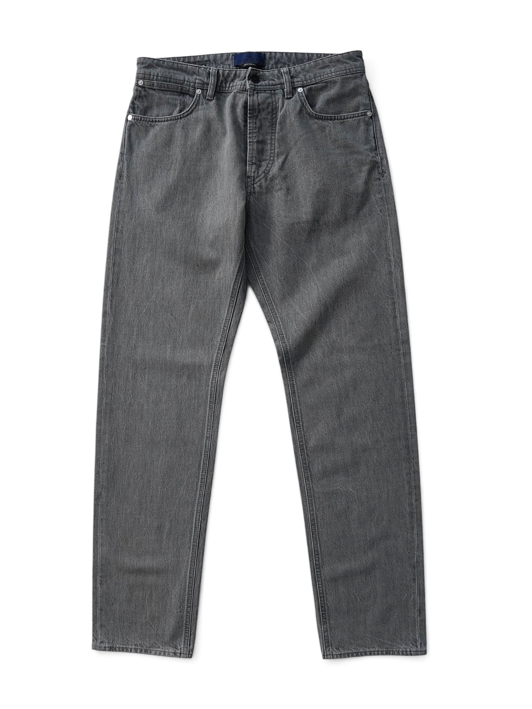 Graue Straight-Jeans mit heller Waschung von Stone Island – Ansicht 3