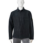 Graublaues Overshirt aus gekochter Wolle mit Used-Kanten von Stone Island