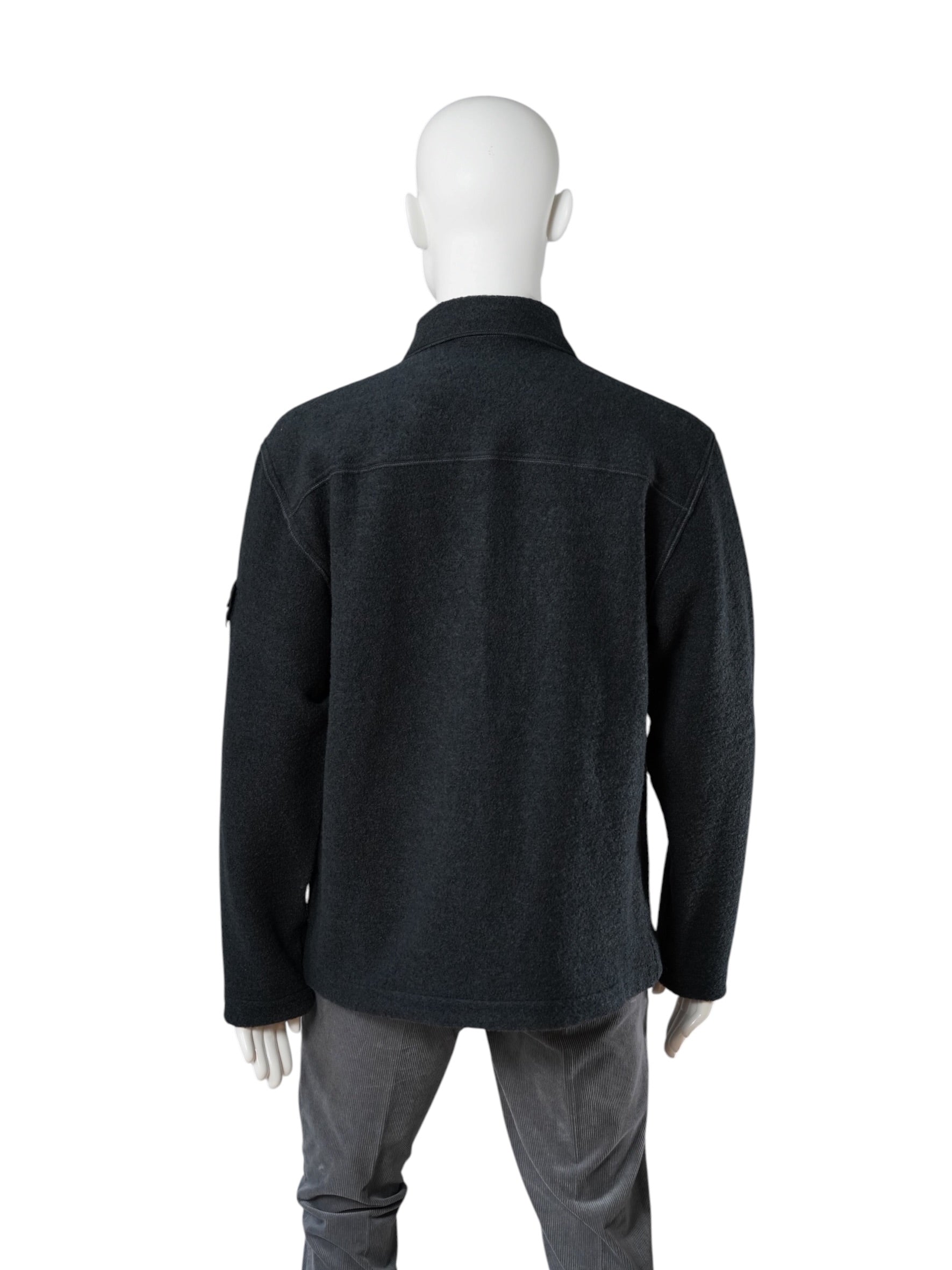 Graublaues Overshirt aus gekochter Wolle mit Used-Kanten von Stone Island – Ansicht 3