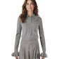 Grauer Cashmere-Pullover mit Rüschenkragen