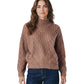 Nussbrauner Grobstrick-Pullover mit Pailletten von Hemisphere