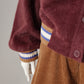 Bordeauxfarbene Fake-Fur-Jacke im College-Look