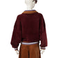 Bordeauxfarbene Fake-Fur-Jacke im College-Look