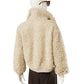 Beigefarbener Fake-Fur-Blouson in Lockenfell-Optik von Hemisphere – Ansicht 4