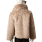 Altrosa Fake-Fur-Jacke mit Schalkragen