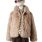 Altrosa Fake-Fur-Jacke mit Schalkragen