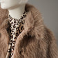 Altrosa Fake-Fur-Jacke mit Schalkragen