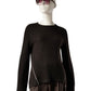 Espressobrauner Kaschmir-Pullover mit Ziernähten