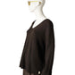 Espressobrauner Kaschmir-Pullover mit V-Ausschnitt und Lurex-Detail von Henry Christ – Seitenansicht