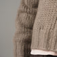 Taupefarbene Grobstrickjacke aus Kaschmir und Seide