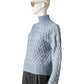Hellblauer Kaschmir-Pullover mit Flechtmuster von Hemisphere – Seitenansicht