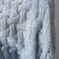 Hellblauer Kaschmir-Pullover mit Flechtmuster von Hemisphere – Flechtmuster in Nahaufnahme