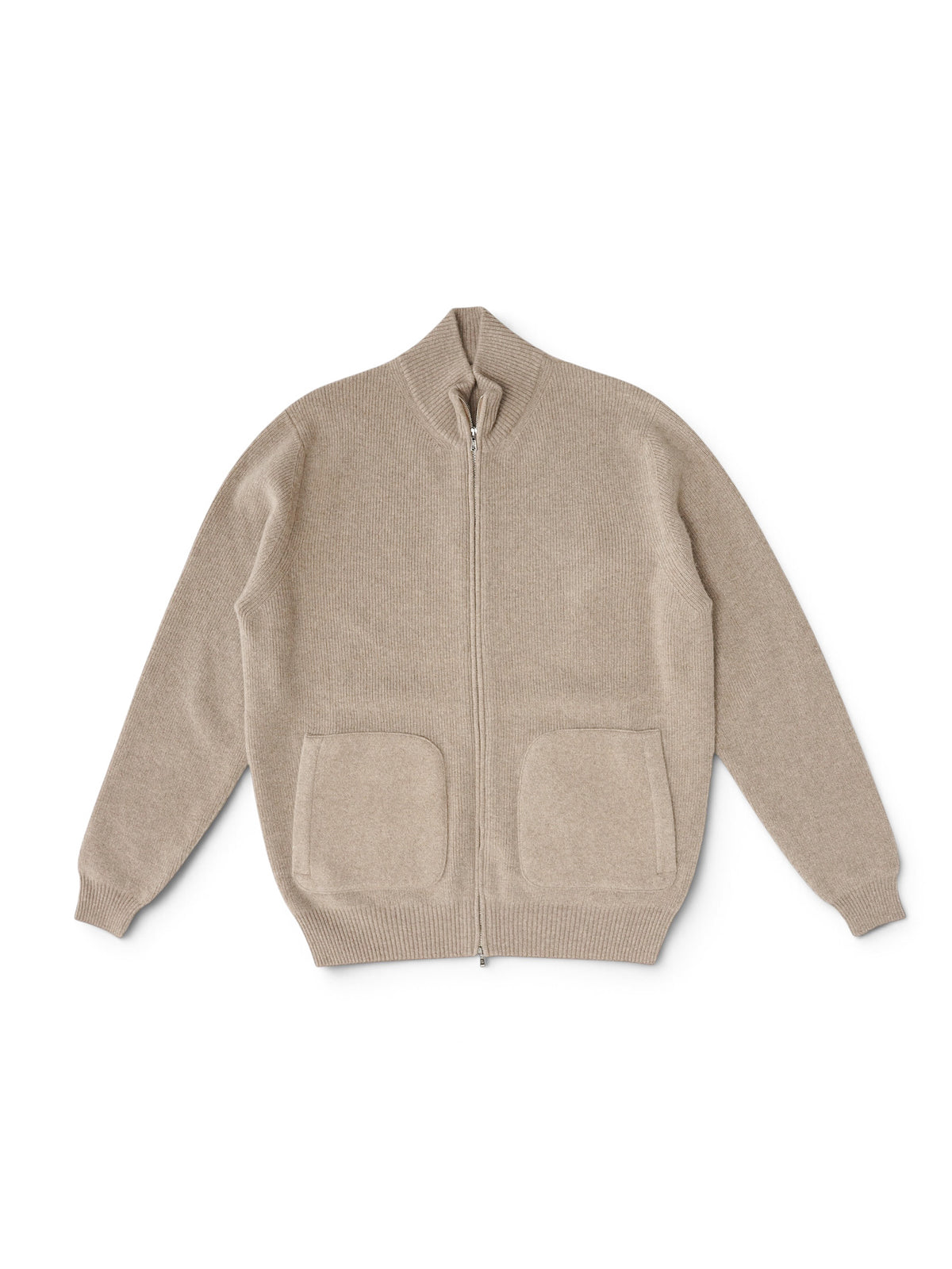 Taupefarbener Kaschmir-Zippcardigan von Fioroni – Ansicht 3