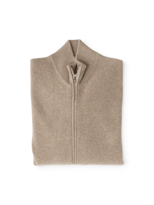 Beigefarbener Kaschmir-Zippcardigan von Fioroni