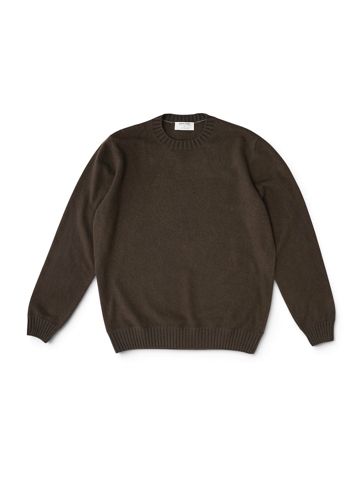 Espressobrauner Kaschmir-Pullover mit Rundhals von Gran Sasso – Ansicht 3