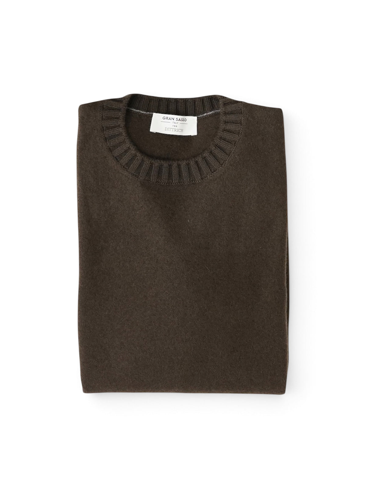 Espressobrauner Kaschmir-Pullover mit Rundhals von Gran Sasso