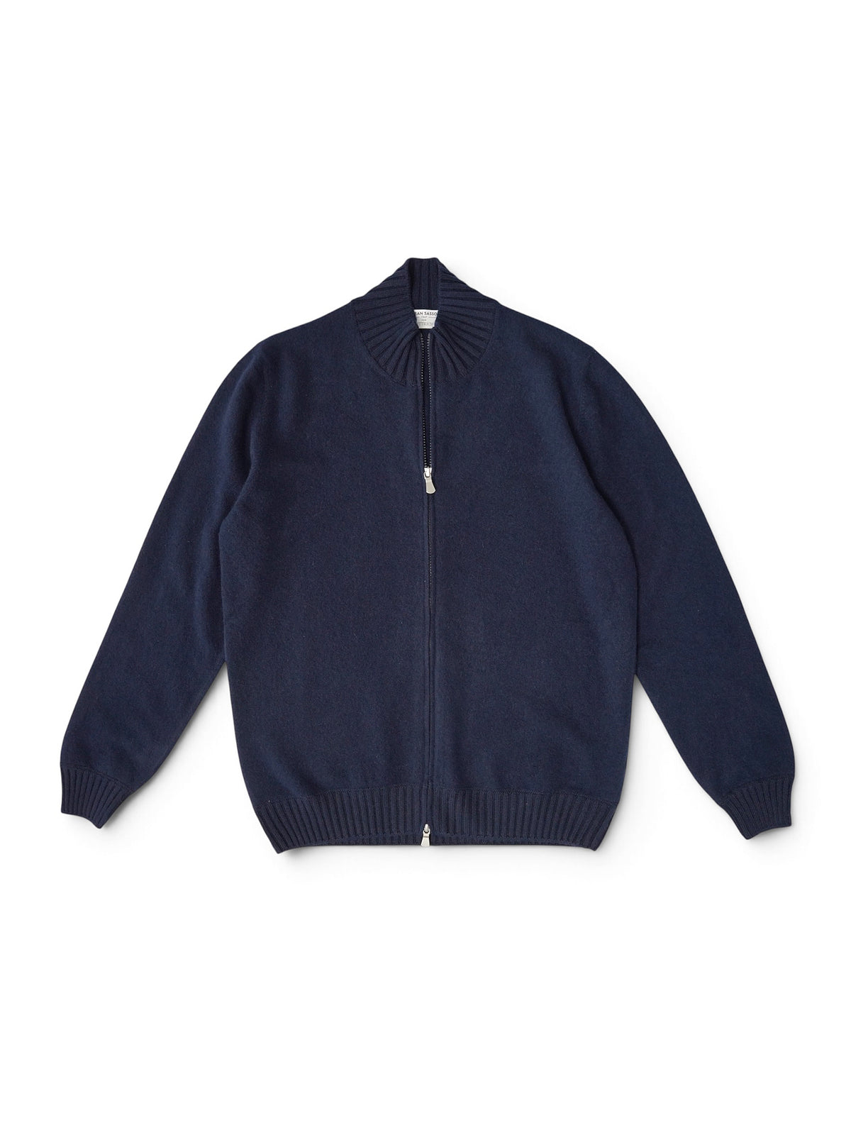 Dunkelblauer Kaschmir-Zip-Cardigan mit Stehkragen von Gran Sasso